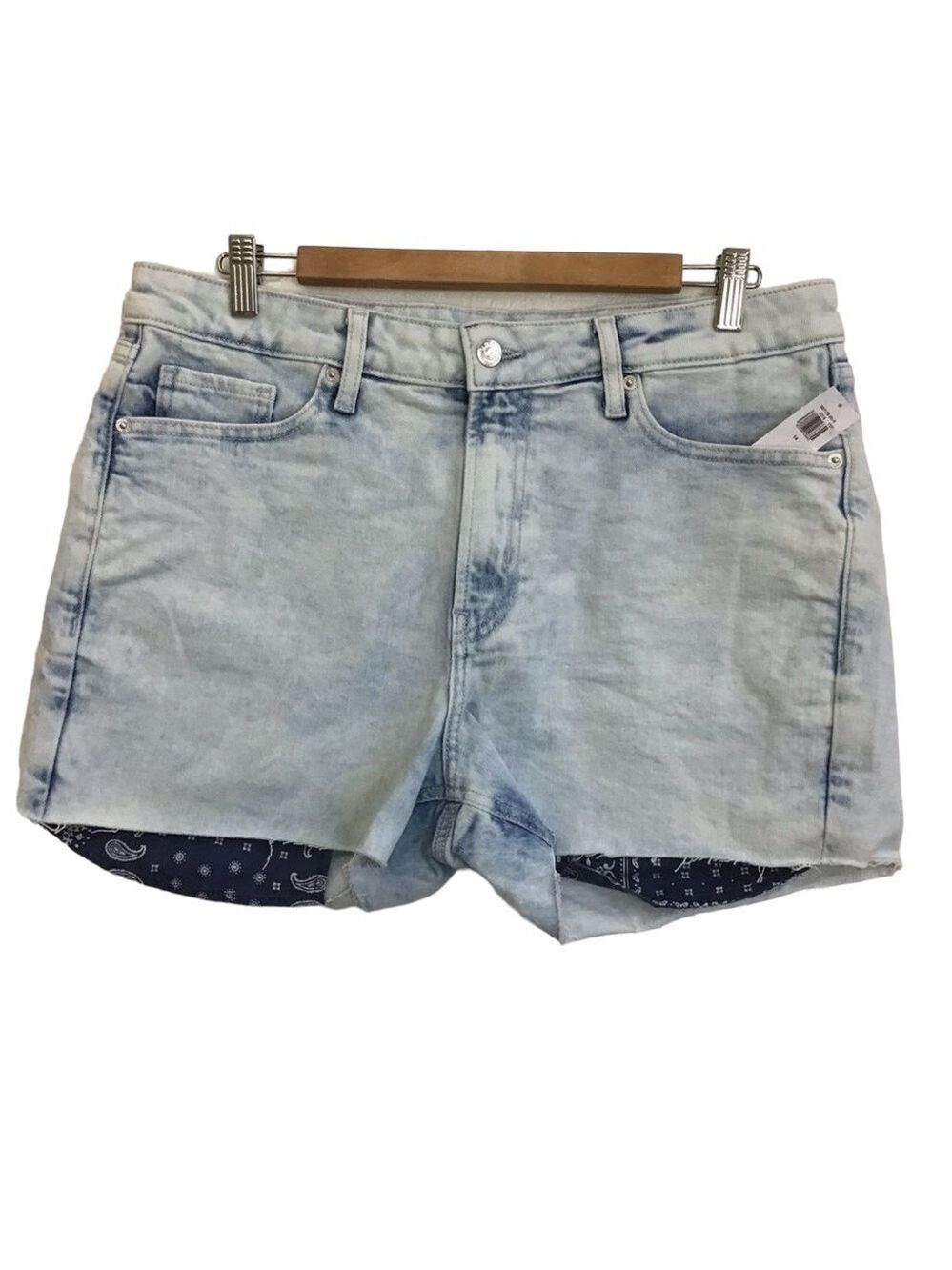 Denim 𝅺jeans mini shorts Old Navy stretch high rise  waisted bleached size 14